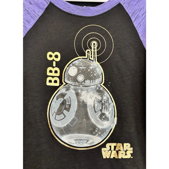 Disney Parks NWT BB-8 Girls Shirt Star Wars Black Purple Tee Top Size Small - Picture 11 of 11